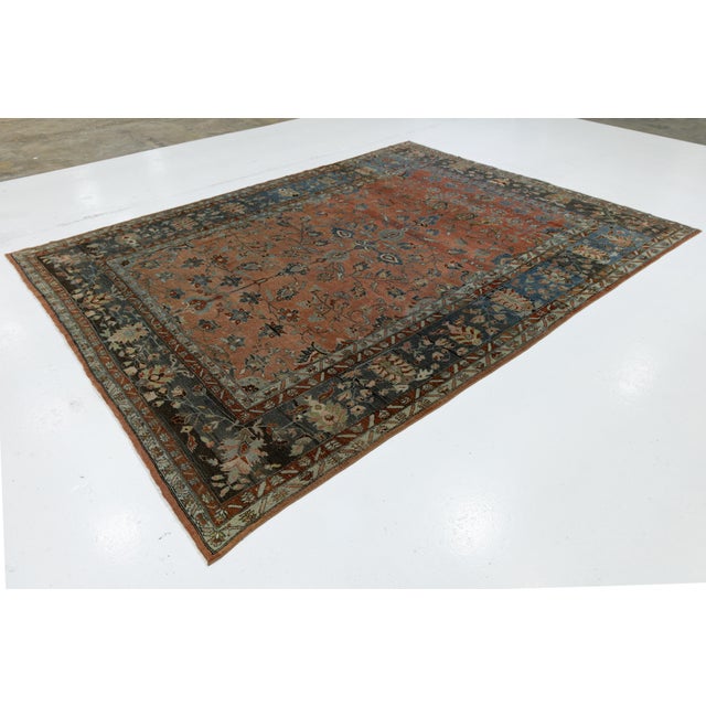 Antique Persian Mahal Rug in Red Hand-Knotted Wool, 20th Century For Sale - Image 4 of 11