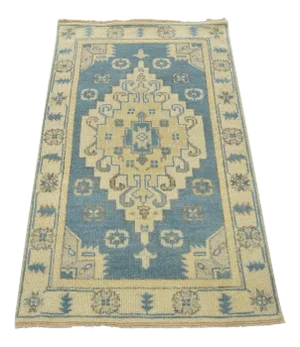 Anatolia Rug 3′ X 5′ Blue Wool Tribal Geometric Hand-Knotted Oriental Rug