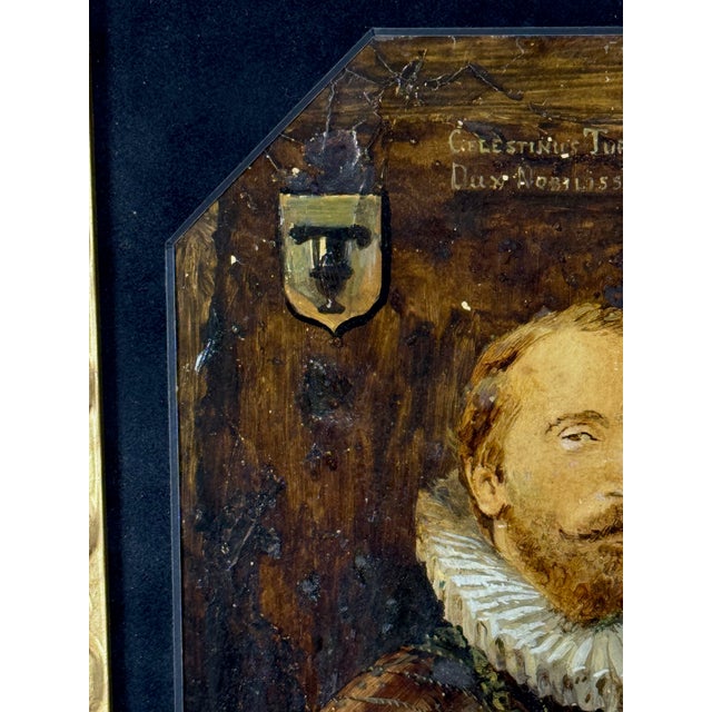 Ntique European Portrait Painting on Copper in Giltwood Frame, 19th Century For Sale - Image 4 of 8