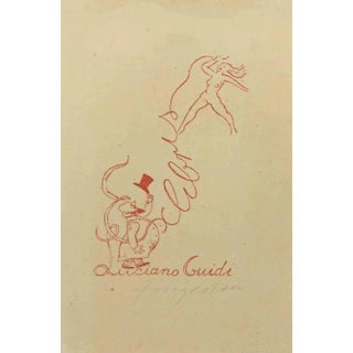 Michel Fingesten, Ex Libris Luciano Guidi, Woodcut, 1930s For Sale