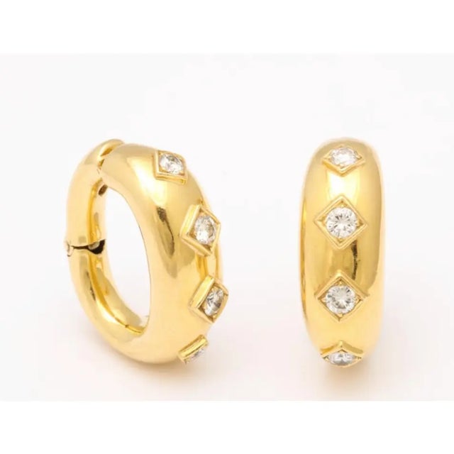 1960s David Webb Gold and Diamond Clip-on With Post Earrings - A Pair of 2 For Sale - Image 5 of 10