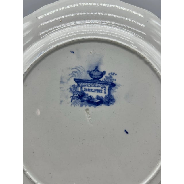 A Antique English Staffordshire Transferware Plate, "Delphi" Pattern, by Adams 1830's For Sale - Image 10 of 10