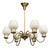 1960s Danish Modern, Chandelier, Brass, String, Glass For Sale