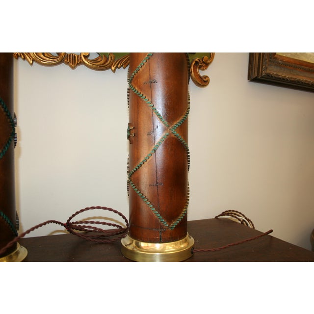 Tall Antique Wallpaper Roller Lamps a Pair Chairish