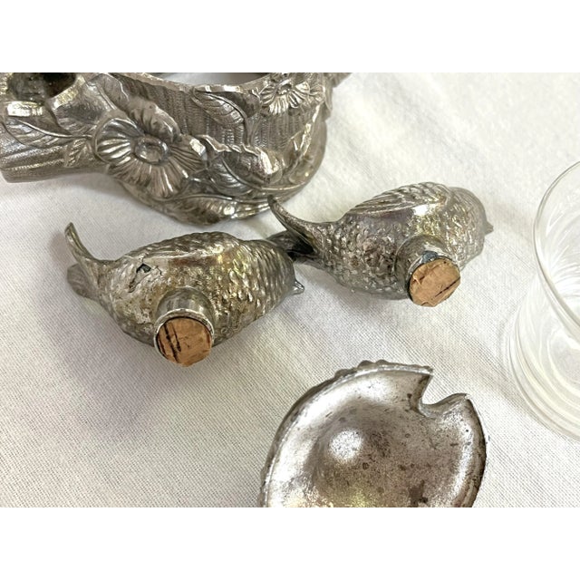 Vintage Silverplate 'Lovebirds' Salt Cellar With Salt and Pepper Shakers For Sale - Image 11 of 12