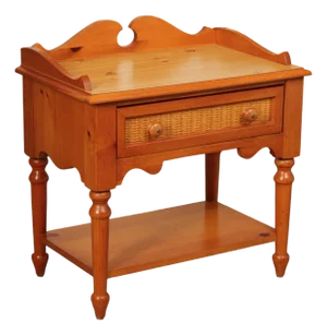 Stanley Furniture Pine and Wicker Side Table Nightstand