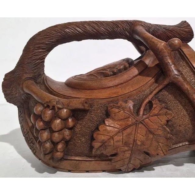 Early 20th Century Early 20th Century French Black Forest Carved Walnut Clog Wine Holder For Sale - Image 5 of 8
