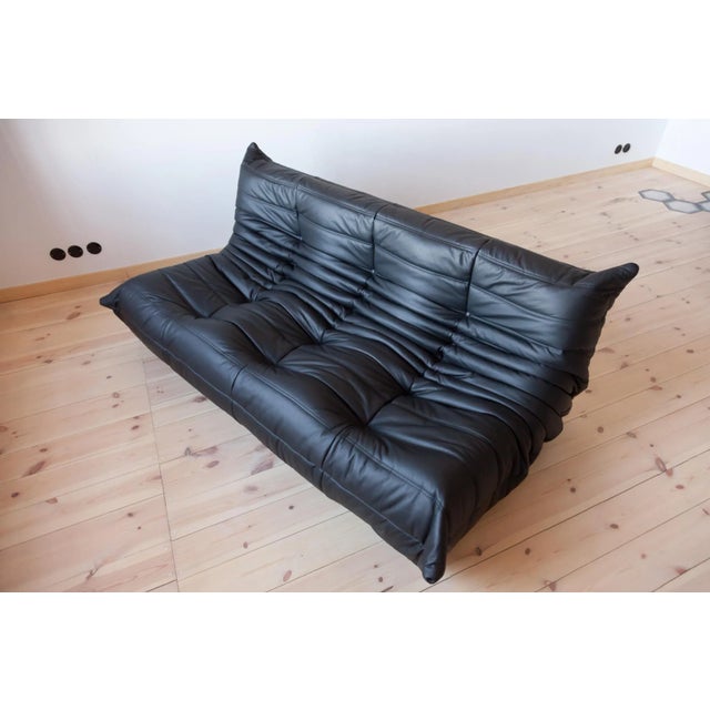 Black Leather 3-Seat Sofas, Corner Seat & Lounge Chair by Michel Ducaroy for Ligne Roset, Set of 3 For Sale - Image 15 of 18