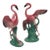 1950s Mid-Century 11" Tall Open Wing Pink Flamingo Ceramic Tabletop Statue, Pair For Sale
