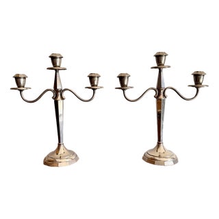 Antique Edwardian Silver Plated Candelabras, 1900, Set of 2 For Sale