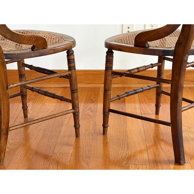Victorian Eastlake Cane Seat Chairs - A Pair For Sale - Image 12 of 14