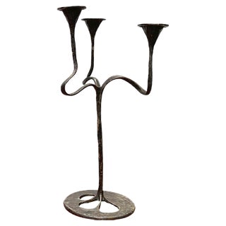 Mid-Century Italian Brutalist Bronze Amadeus Series Candleholder by Kurt Jesch for Fratelli Tonini For Sale