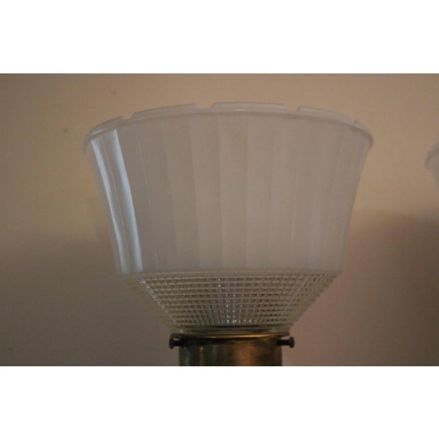 1930s Rembrandt Art Deco White Floral Porcelain Table Lamps - A Pair For Sale - Image 11 of 13