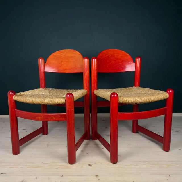 Mid-Century Modern Red Padova Chairs from Hank Lowenstein, Italy, 1970s, Set of 2 For Sale - Image 3 of 13