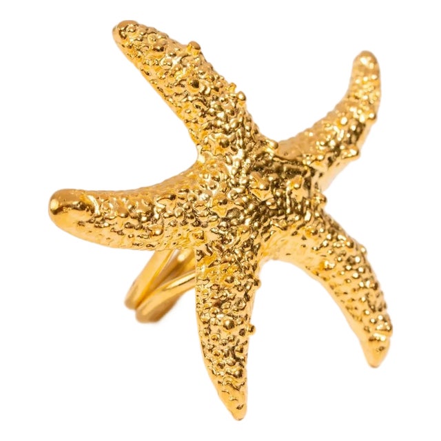 Ocean Spirit Starfish Gold Adjustable Ring, Size 8 For Sale