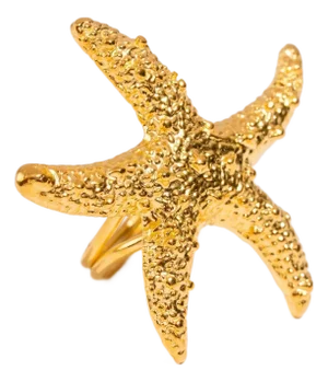 Ocean Spirit Starfish Gold Adjustable Ring, Size 8