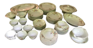 Antique Supreme Lw China , Hand-Painted , Service for 8 - 57 Pieces
