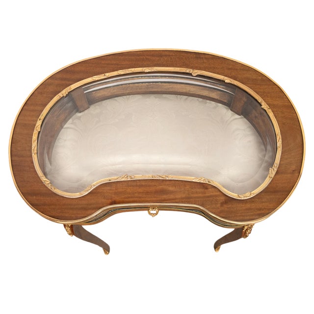 Antique 19thC French Louis XV Ormolu & Walnut Bijouterie Jewelry Table Vitrine, 1880 For Sale - Image 11 of 15