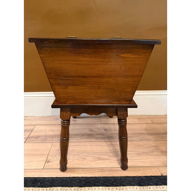 1977 Ethan Allen "Old Tavern" Solid Pine Dough Box End Table With Storage For Sale - Image 10 of 12