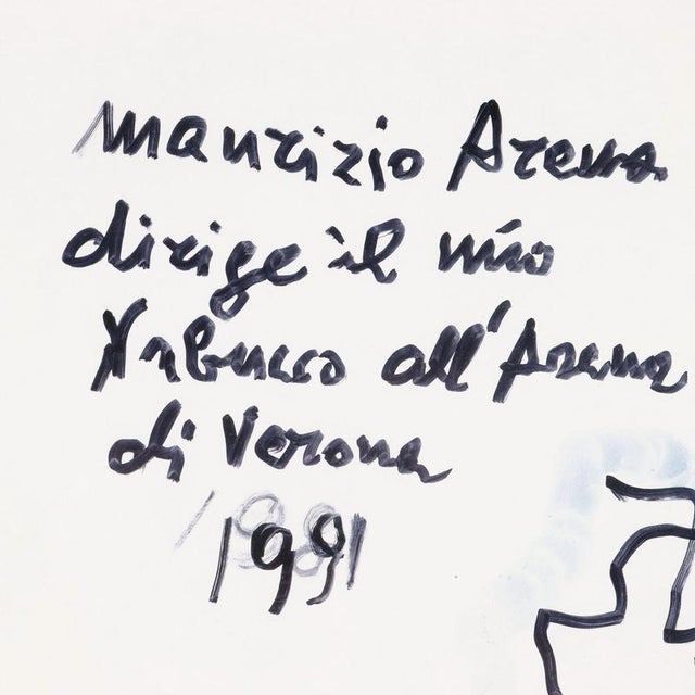 Paper Luciano Minguzzi, Composition, Watercolor & Marker on Paper For Sale - Image 7 of 11