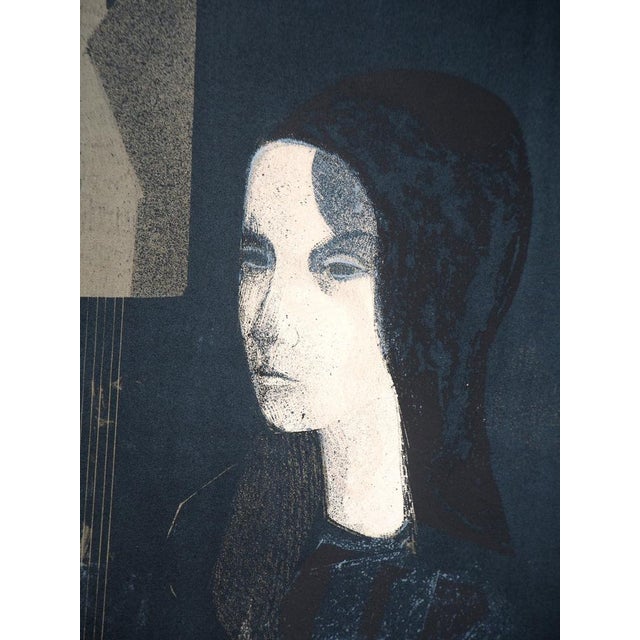 André Minaux, Portrait of a Woman in Black, Lithograph For Sale - Image 5 of 8