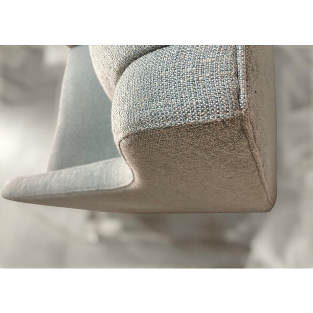 C.R. Laine Furniture C. R. Laine Kendrick Swivel Chair 545-05sw Upholstered in a Soft, Neutral Toned Thibaut Everly Spa Blue Fabric For Sale - Image 4 of 18