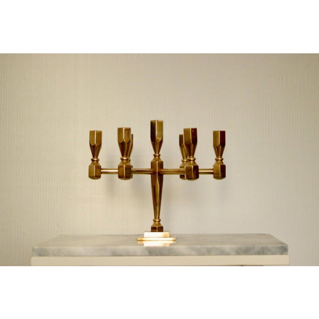 Vintage Swedish Brass 7-Arm Candelabra from Gusum For Sale - Image 15 of 18