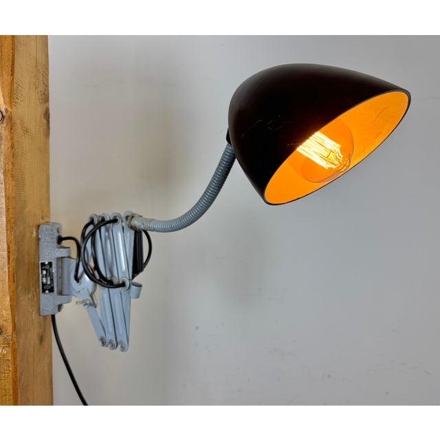 Industrial Grey Scissor Wall Lamp from Elektroinstala, 1960s For Sale - Image 17 of 18