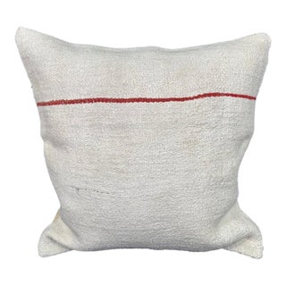 Turkish Hemp Pillow Cushion Natural Beige Red Pillow Cushion Cover 20"x20" For Sale