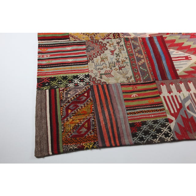 Tribal Handmade Anatolian Kilim Patchwork Rug Using Vintage Wool Kilims -5' 9'' X 8' For Sale - Image 3 of 9
