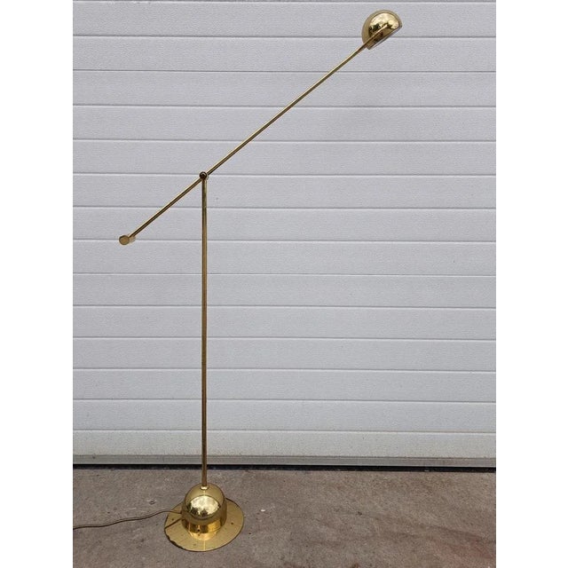 Mid-Century Modern Adjustable Brass Floor Lamp from Fischer, Germany, 1960s For Sale - Image 3 of 9