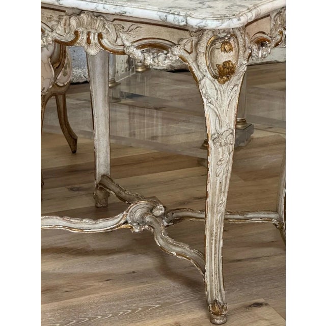 French A Louis XV Carved, Parcel Gilt, and Paint Table - Signed Lebas For Sale - Image 3 of 6