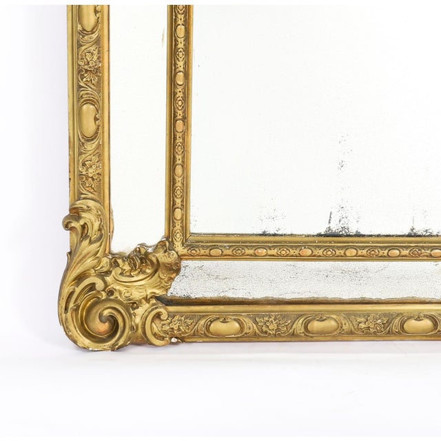 Antique Louis Revival Giltwood Overmantel Cushion Mirror, 1860 For Sale - Image 6 of 10