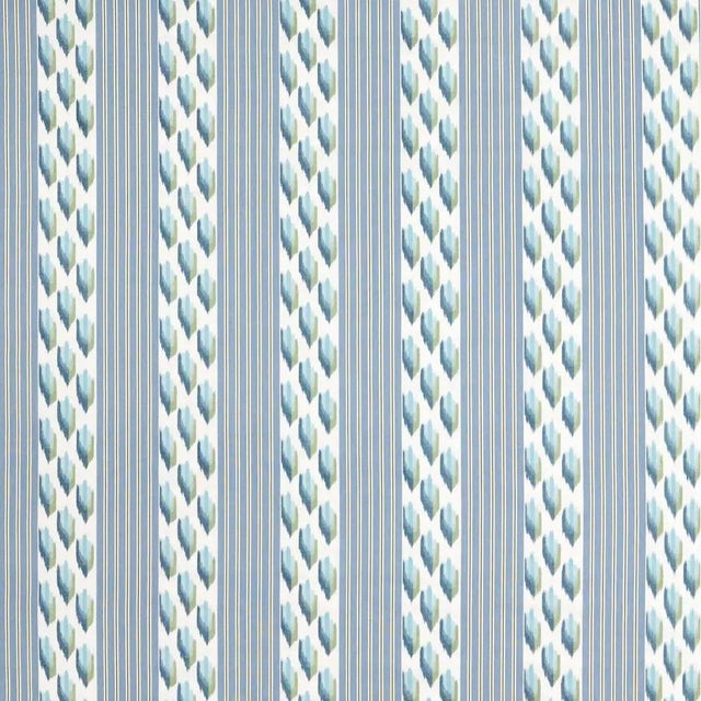Meaning `traveller` Musafir inspired by an archive document is an ikat warp-printed mark alternating with a large stripe....
