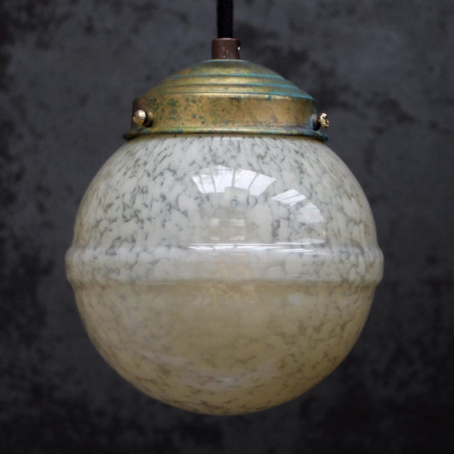 French Yellow Glass Clichy Pendant Lamp For Sale - Image 4 of 7
