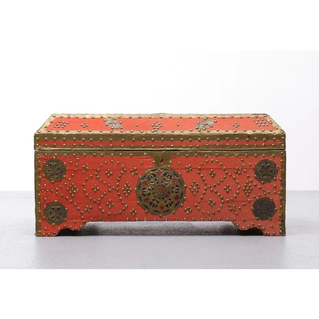 Oriental Velvet Chest Brass Box, 1965 For Sale - Image 9 of 9