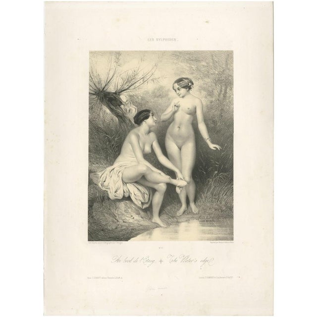 After Chassériau, Les Sylphides, Nudes at the Water's Edge, Lithograph, 1840 For Sale - Image 9 of 9