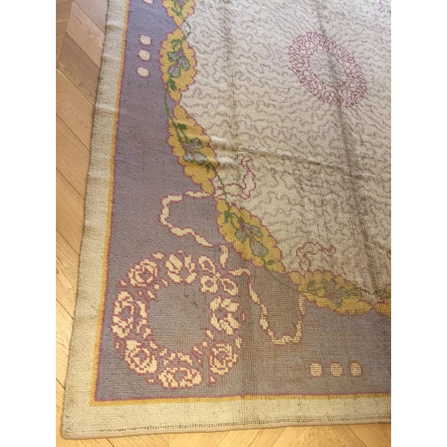 Hand-Knitted European Light Purple & Grey Wool Rug, 1920s For Sale - Image 10 of 17