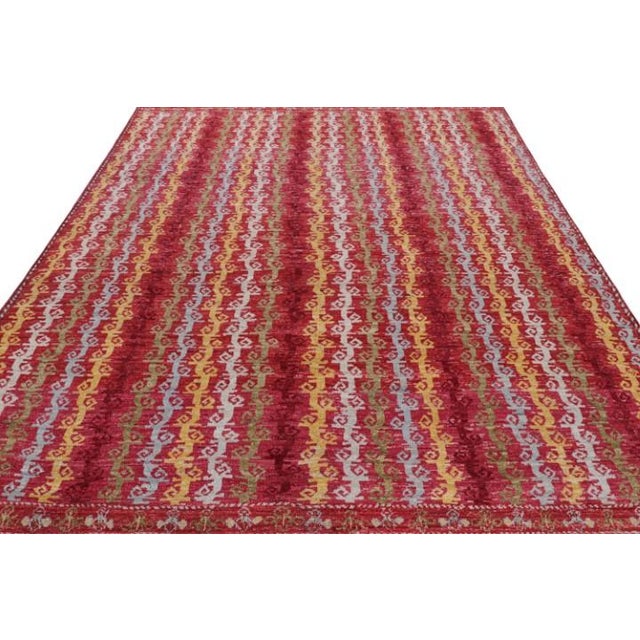 Rug & Kilim Rug & Kilim’s Tribal Style Rug in Red With Colorful Geometric Stripes For Sale - Image 4 of 7