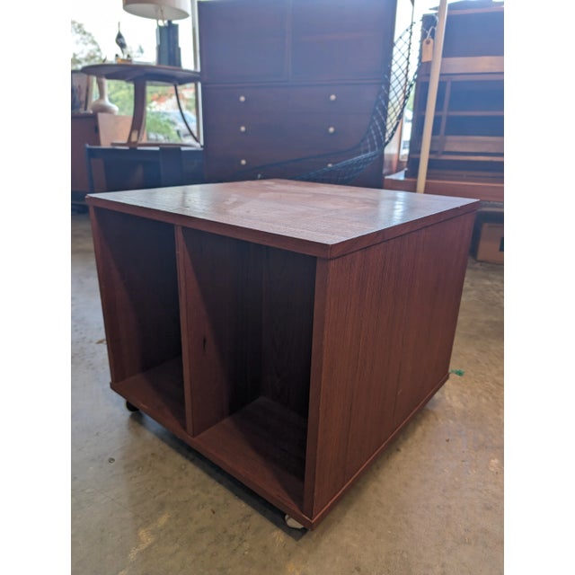 Mid-Century Modern 1960s Danish Rollind Teak Record/Storage Cube For Sale - Image 3 of 10