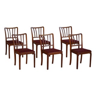 Danish Modern Dining Chairs in Oak and Upholstered Seats, 1950s, Set of 6 For Sale