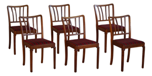 Danish Modern Dining Chairs in Oak and Upholstered Seats, 1950s, Set of 6