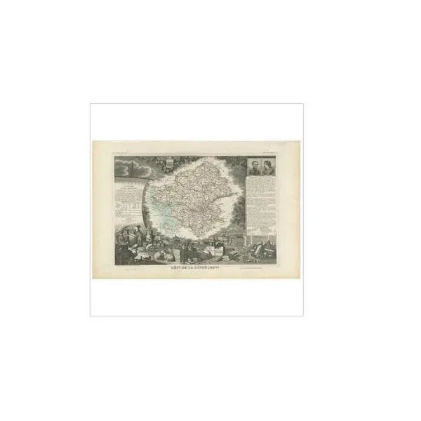Antique map titled 'Dépt. de la Loire Inferieure'. Map of the French department of Loire Inferieure, France (currently...