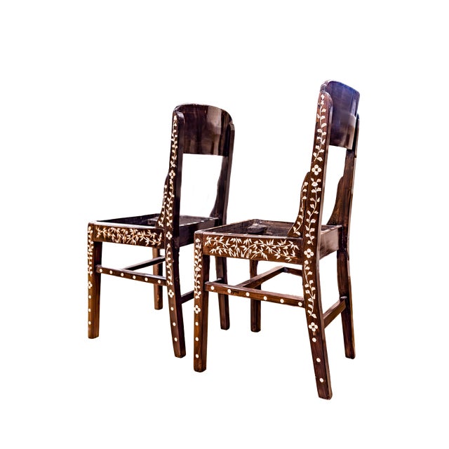 Mid 20th Century Chinese Lacquered Mother of Pearl Chair Set For Sale - Image 12 of 14