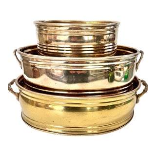 Oval Brass Plant Pots in Graduated Sizes – Set of 3 For Sale