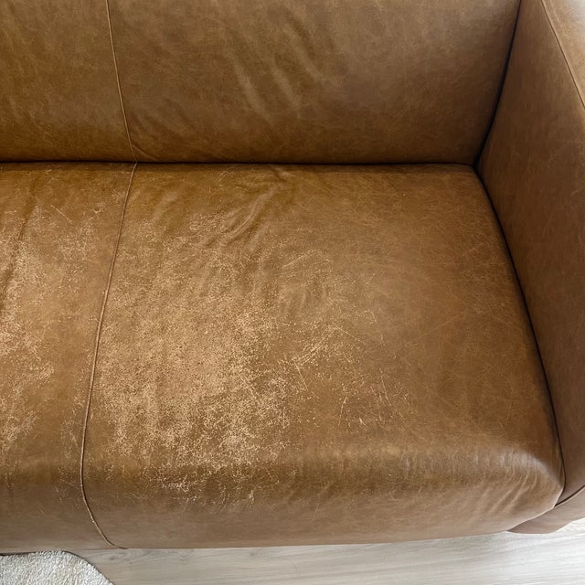 Brown Tuxedo Style Custom Handmade Leather Sofa For Sale - Image 8 of 15