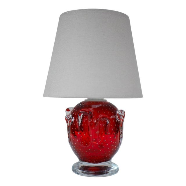 Bright Red Crystal Glass Lamp by Börne Augustsson for Åseda, Sweden For Sale - Image 14 of 14
