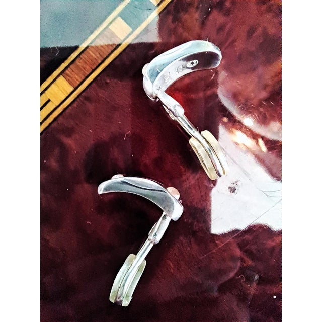 Metal Vintage Ear Clips in Sterling Silver by Maria Berntsen for Georg Jensen, 1990s, Set of 2 For Sale - Image 7 of 12