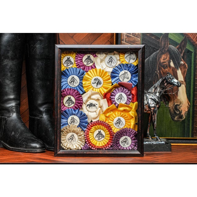 Step into the spirited world of mid-century equestrian sport with this striking 1960s collage of vintage horse show award...