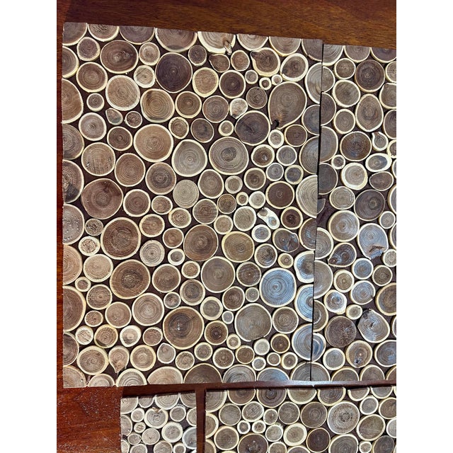 Rustic 1990s Wood Placemats Tree Rings on Felt Set of 4 Large Mats + 4 Coasters For Sale - Image 3 of 10